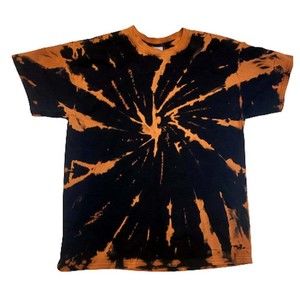 Reverse Tie-Dye T Shirt Black and Orange